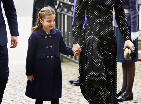 La princesse Charlotte de Cambridge - Service d'action de grâce en hommage au prince Philip, duc d'Edimbourg, à l'abbaye de Westminster à Londres, le 29 mars 2022. Le prince Philip, duc d'Edimbourg, est décédé le 9 avril 2021. 