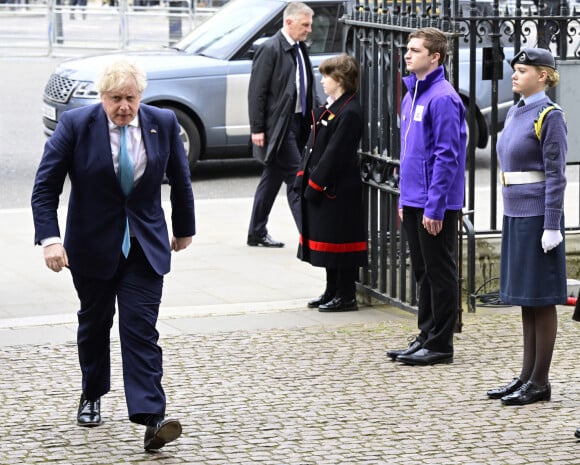 Le Premier ministre britannique, Boris Johnson - Service d'action de grâce en hommage au prince Philip, duc d'Edimbourg, à l'abbaye de Westminster à Londres, le 29 mars 2022.