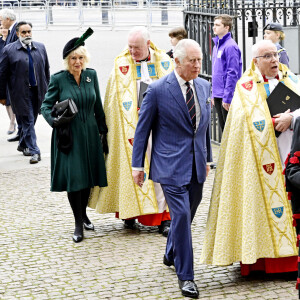 Le prince Charles, prince de Galles, et Camilla Parker Bowles, duchesse de Cornouailles, - Service d'action de grâce en hommage au prince Philip, duc d'Edimbourg, à l'abbaye de Westminster à Londres, le 29 mars 2022.