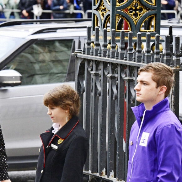 Le prince William, duc de Cambridge, et Catherine (Kate) Middleton, duchesse de Cambridge, Le prince George de Cambridge et la princesse Charlotte de Cambridge - Service d'action de grâce en hommage au prince Philip, duc d'Edimbourg, à l'abbaye de Westminster à Londres, le 29 mars 2022.