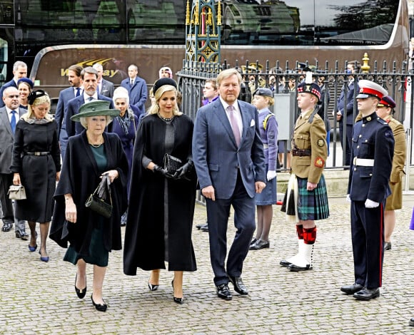 La princesse Beatrix des Pays-Bas, La reine Maxima et le roi Willem-Alexander des Pays-Bas - Service d'action de grâce en hommage au prince Philip, duc d'Edimbourg, à l'abbaye de Westminster à Londres, le 29 mars 2022.