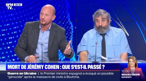 Gérald Cohen, le père de Jérémy Cohen, et son avocat sur le plateau de BFMTV.