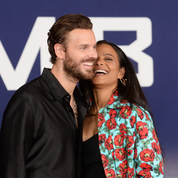 Christina Milian et son mari Matt Pokora au photocall de la première du film "Ambulance" à Los Angeles