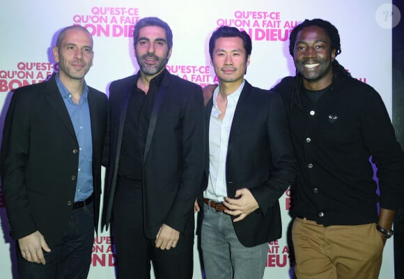 Medi Sadoun, Ary Abittan, Frédéric Chau et Noom Diawara - Soirée du film "Qu'est ce qu'on a fait au Bon Dieu?" au Showcase à Paris, le 8 décembre 2014.