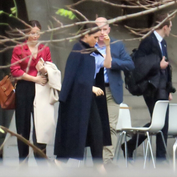 Exclusif - Meghan Markle, duchesse de Sussex, à la sortie du Dorfman Theatre à Londres le 8 janvier 2020.