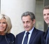 Brigitte Macron, Nicolas Sarkozy, Emmanuel Macron - Le président de la République française a reçu les membres de la délégation française de Paris2024 ainsi que ses deux prédécesseurs au palais de l'Elysée à Paris, France, le 16 septembre 2017