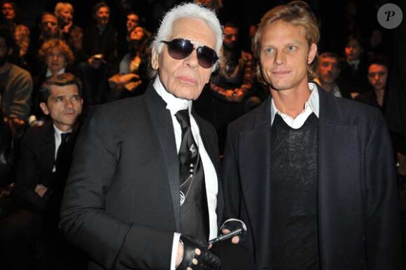 Karl Lagerfeld et Arnaud Lemaire au défilé Dior à Paris