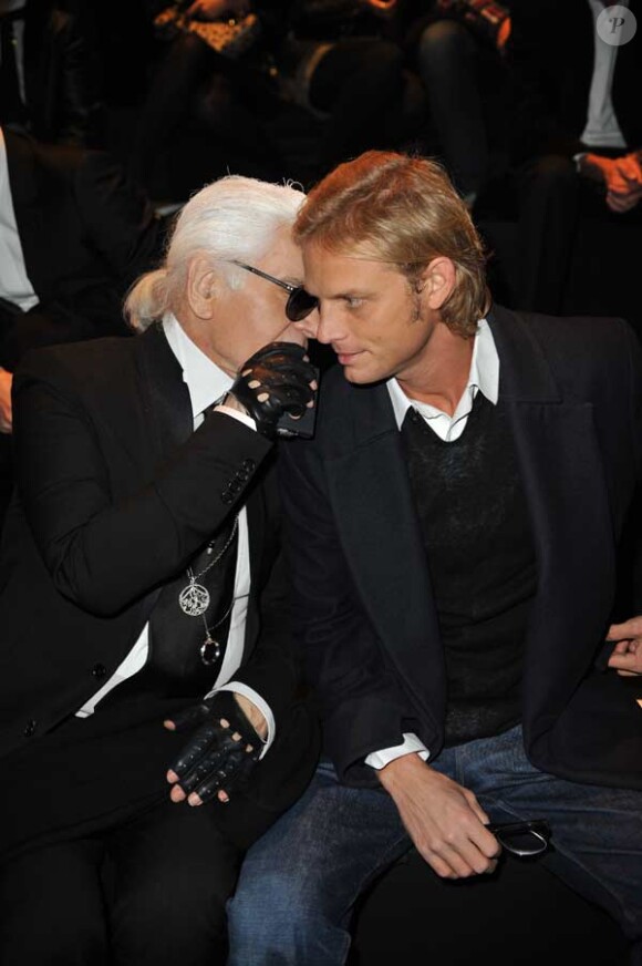 Karl Lagerfeld et Arnaud Lemaire au défilé Dior à Paris