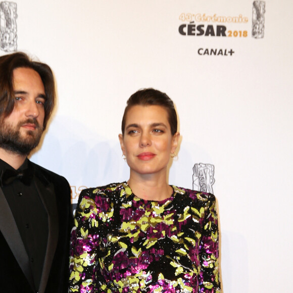 Naissance - Charlotte Casiraghi et Dimitri Rassam sont parents d'un petit garçon - Charlotte Casiraghi et son compagnon Dimitri Rassam - Photocall lors de la 43ème cérémonie des Cesar à la salle Pleyel à Paris, le 2 mars 2018. © Dominique Jacovides - Olivier Borde / Bestimage