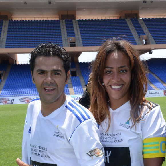 Jamel Debbouze et Amel Bent - Match de football caritatif entre la team Eric Abidal VS la team Jamel Debbouze à Marrakech, le 7 juin 2013.