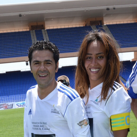 Jamel Debbouze et Amel Bent - Match de football caritatif entre la team Eric Abidal VS la team Jamel Debbouze à Marrakech, le 7 juin 2013.