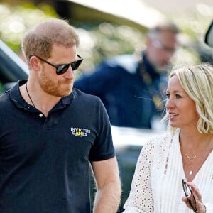 Le prince Harry et Meghan Markle lors du "Land Rover Challenge" au premier jour des Invictus Games 2020 à La Haye, le 16 avril 2022. Photo by Aaron Chown/PA Wire/ABACAPRESS.COM