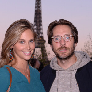 Exclusif - Ophélie Meunier (enceinte) et son mari Mathieu Vergne - Soirée Orange objectif 2024 au restaurant du café de l'homme à Paris le 23 septembre 2021. © Rachid Bellak/Bestimage 