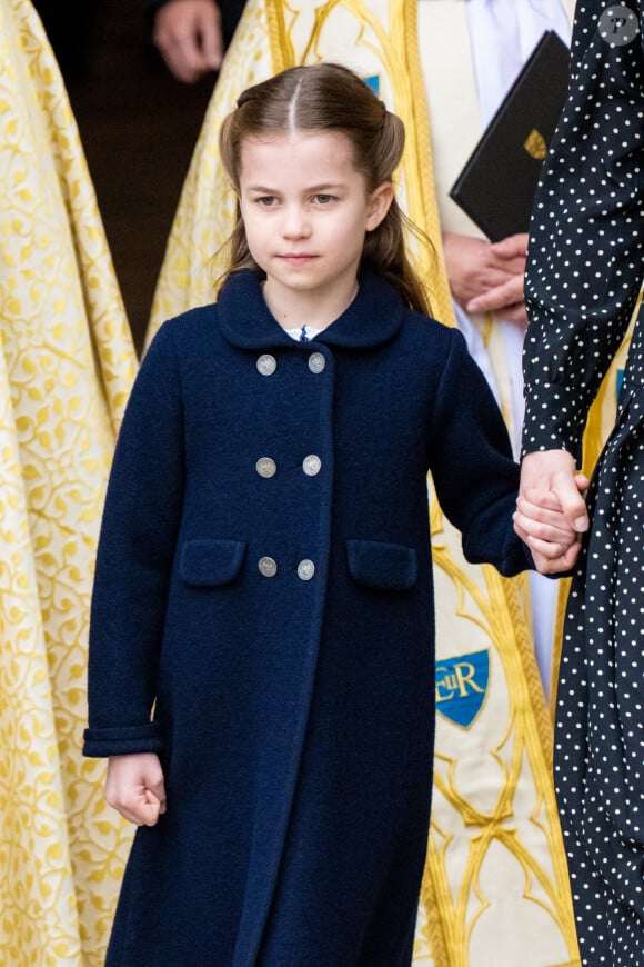 La princesse Charlotte de Cambridge lors du service d'action de grâce en hommage au prince Philip, duc d'Edimbourg, à l'abbaye de Westminster à Londres, Royaume Uni, le 29 mars 2022. Le prince Philip, duc d'Edimbourg, est décédé le 9 avril 2021.