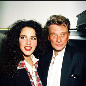 Johnny Hallyday et Linda Hardy - Backstage - Défilé de mode "Katoucha" Collection printemps-été 1995