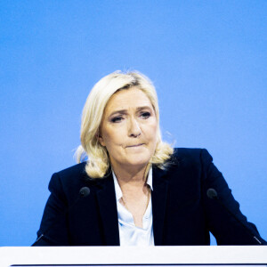 Marine Le Pen, candidate RN (Rassemblement National) en meeting à Arras le 21 avril 2022