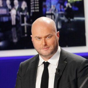 Philippe Corbé, Jean-Jacques Bourdin - Conférence de presse de rentrée de BFMTV saison 2021/2022 à l'Altice Campus à Paris, France, le 25 août 2021. © Christophe Clovis/Bestimage