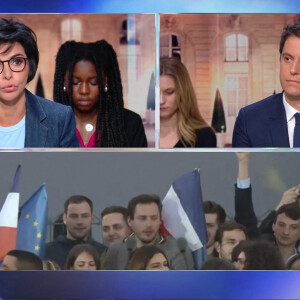 Captures d'écran - Rachida Dati, Gabriel Attal - Soirée électorale du 2e tour de l'élection présidentielle 2022 en France, le 24 avril 2022.