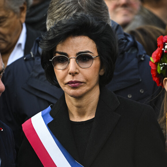 Rachida Dati - Les politiques lors de la manifestation de soutien au peuple ukrainien, place de la République à Paris, suite à l'entrée en guerre de la Russie envers l'Ukraine. Le 5 mars 2022