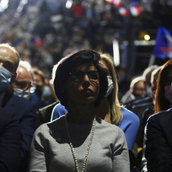 Francois Baroin, Rachida Dati, Laurent Wauquiez - Meeting de Valérie Pécresse, candidate LR à l'élection présidentielle 2022, au Zenith de Paris le 13 février 2022.