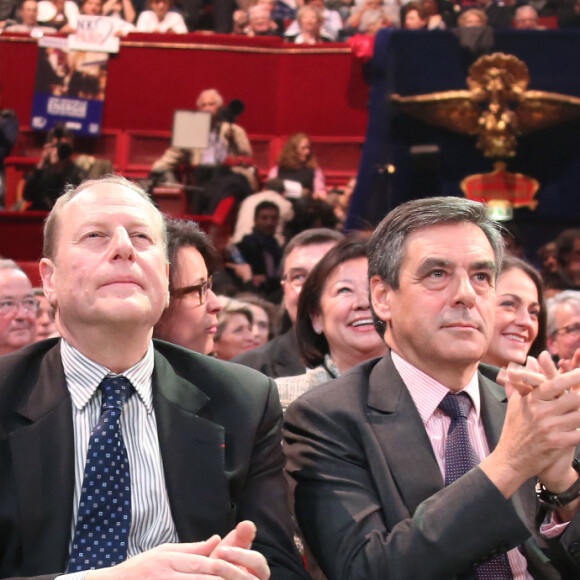 Marielle de Sarnez, Rachida Dati, Philippe Goujon, François Fillon, Didier Berthault, Valérie Pecresse - Meeting de Nathalie Kosciusko-Morizet au Cirque d'Hiver à Paris le 19 mars 2014