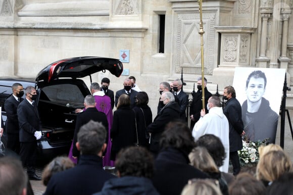 Sorties des obsèques (bénédiction) de Gaspard Ulliel en l'église Saint-Eustache à Paris. Le 27 janvier 2022. © Jacovides-Moreau / Bestimage