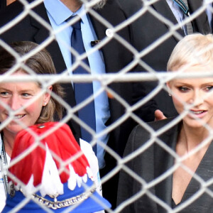 La princesse Charlene de Monaco et sa fille, la princesse Gabriella - Remise des prix du championnat du "Monaco ePrix" à Monaco. Le 30 avril 2022 © Bruno Bebert / Bestimage 