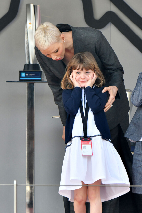 La princesse Charlene de Monaco et sa fille, la princesse Gabriella - Remise des prix du championnat du "Monaco ePrix" à Monaco. Le 30 avril 2022 © Bruno Bebert / Bestimage