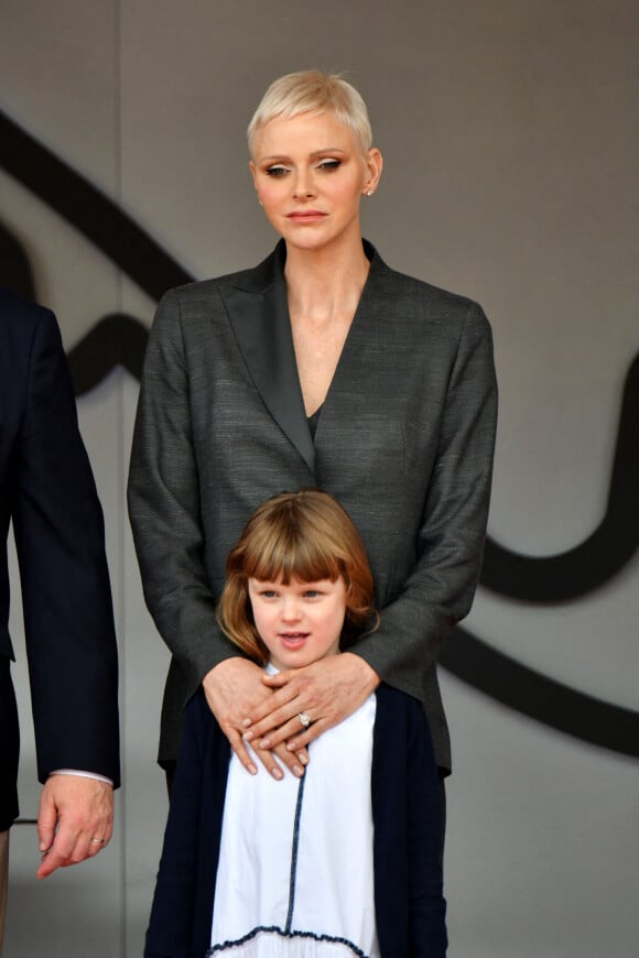 La princesse Charlene de Monaco et sa fille, la princesse Gabriella - Remise des prix du championnat du "Monaco ePrix" à Monaco. Le 30 avril 2022 © Bruno Bebert / Bestimage