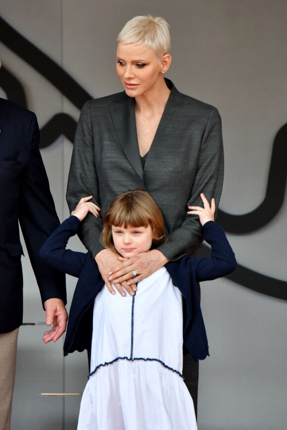 La princesse Charlene de Monaco et sa fille, la princesse Gabriella - Remise des prix du championnat du "Monaco ePrix" à Monaco. Le 30 avril 2022 © Bruno Bebert / Bestimage