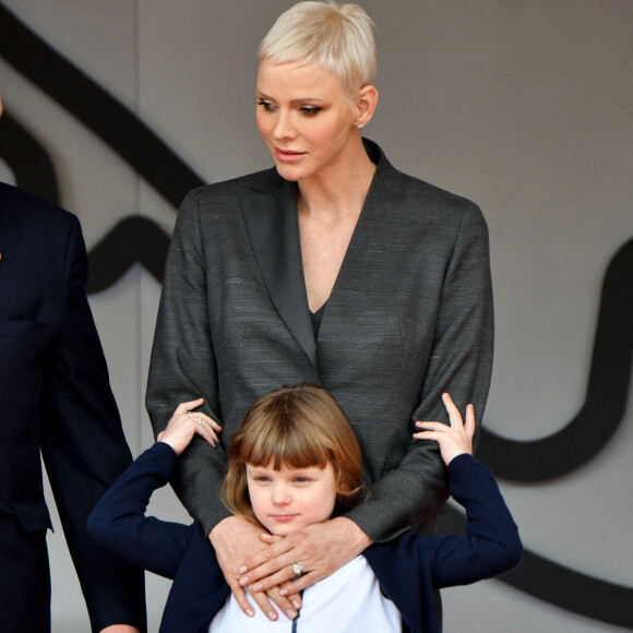 La princesse Charlene de Monaco et sa fille, la princesse Gabriella - Remise des prix du championnat du "Monaco ePrix" à Monaco. Le 30 avril 2022 © Bruno Bebert / Bestimage