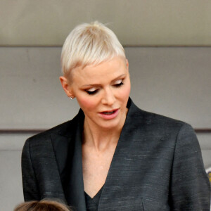 La princesse Charlene de Monaco et ses enfants, la princesse Gabriella et le prince Jacques - Remise des prix du championnat du "Monaco ePrix" à Monaco. Le 30 avril 2022 © Bruno Bebert / Bestimage