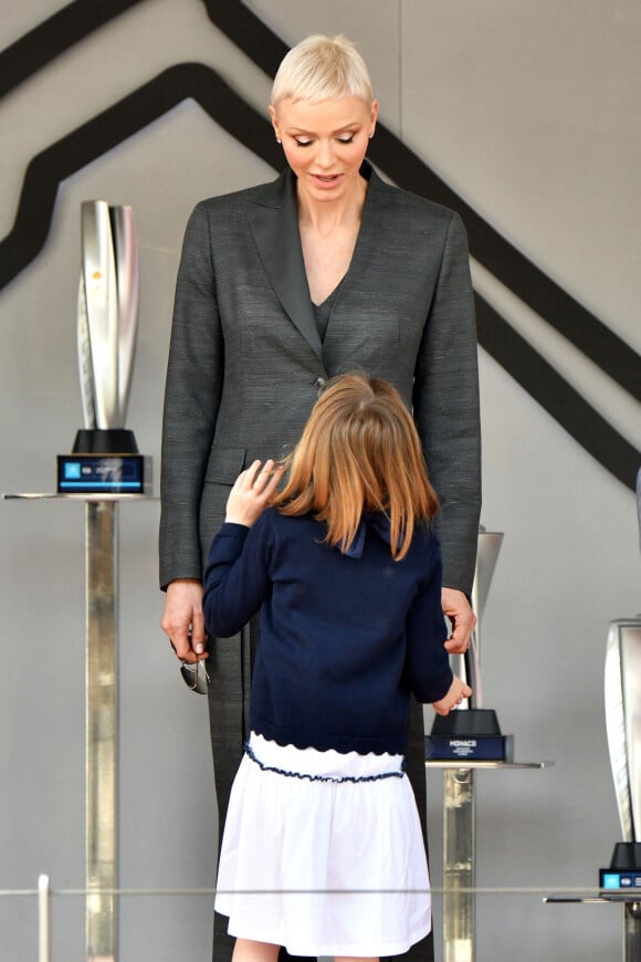 La princesse Charlene de Monaco et sa fille, la princesse Gabriella - Remise des prix du championnat du "Monaco ePrix" à Monaco. Le 30 avril 2022 © Bruno Bebert / Bestimage