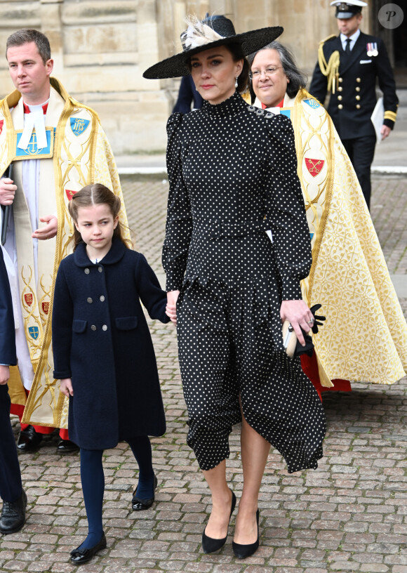 Catherine (Kate) Middleton, duchesse de Cambridge, La princesse Charlotte de Cambridge - Service d'action de grâce en hommage au prince Philip, duc d'Edimbourg, à l'abbaye de Westminster à Londres, le 29 mars 2022. Le prince Philip, duc d'Edimbourg, est décédé le 9 avril 2021. 