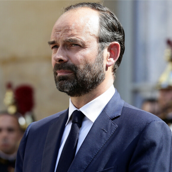 Le premier ministre entrant, Edouard Philippe lors de la passation de pouvoir à Matignon, Paris, le 15 mai 2017