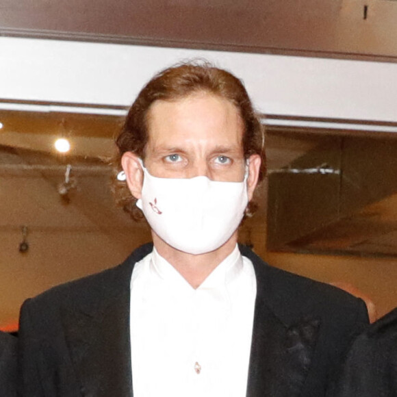 Sean Wittstock, Andrea Casiraghi, Tatiana Santo Domingo - La famille princière de Monaco arrive à la soirée de Gala Plácido Domingo – Nuit espagnole au Grimaldi Forum dans la salle des Princes lors de la fête nationale de Monaco, le 19 novembre 2021. © Claudia Albuquerque/Bestimage 