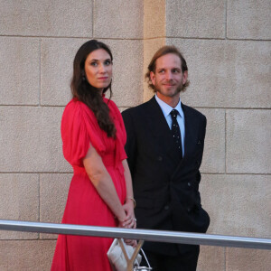 Andrea Casiraghi et sa femme Tatiana Santo Domingo arrivent au mariage du prince Phílippos de Grèce et Nina Flohr à Athènes