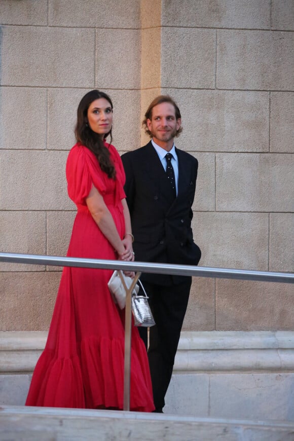 Andrea Casiraghi et sa femme Tatiana Santo Domingo arrivent au mariage du prince Phílippos de Grèce et Nina Flohr à Athènes