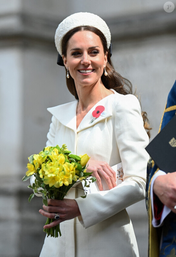 Le prince William et Catherine (Kate) Middleton ont assisté à un service à l'abbaye de Westminster commémorant l'Anzac Day à Londres, le 25 avril 2022. 