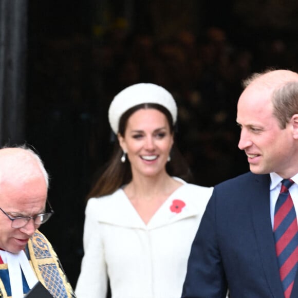 Le prince William, duc de Cambridge, et Catherine (Kate) Middleton, duchesse de Cambridge, assistent à un service à l'abbaye de Westminster commémorant l'Anzac Day à Londres, le 25 avril 2022. 