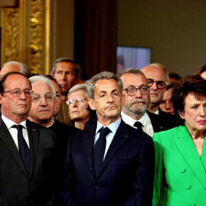 Barbara Pompili, François Hollande, Nicolas Sarkozy, Roselyne Bachelot-Narquin, Elisabeth Borne, Éric Dupond-Moretti - Cérémonie d'investiture du président de la République, Emmanuel Macron au Palais de l'Elysée à Paris le 7 ami 2022, suite à sa réélection le 24 avril dernier. © Dominique Jacovides/Bestimage 