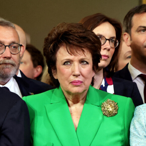 Jean-Yves Le Drian, Barbara Pompili, François Hollande, Nicolas Sarkozy, Roselyne Bachelot-Narquin, Elisabeth Borne - Cérémonie d'investiture du président de la République, Emmanuel Macron au Palais de l'Elysée à Paris © Dominique Jacovides/Bestimage 