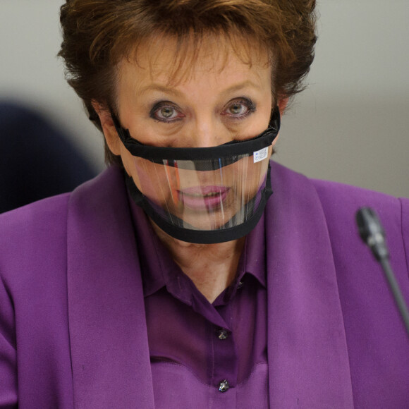 Roselyne Bachelot, ministre de la culture lors du 6ème et dernier Comité interministériel du handicap (CIH) au sein de l'auditorium Ségur, dans les services du Premier ministre à Paris, France, le 3 février 2022. © Eric Tschaen/Pool/Bestimage