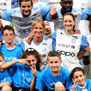 Alize Lim et Diane Leyre, Miss France 2022 lors du match de football caritatif entre l'OL Légendes et la team Unicef au Groupama Stadium à Lyon en faveur des enfants d'Ukraine et pour célébrer les 20 ans du premier titre de Champion de France de l Olympique Lyonnais le 10 mai 2022. © Romain Doucelin / Bestimage