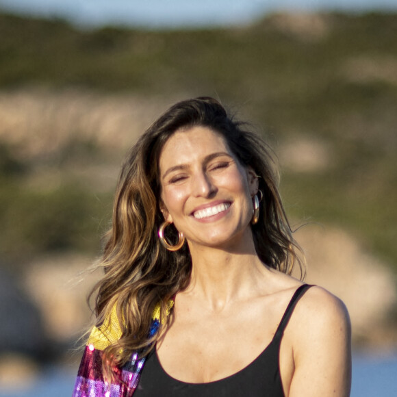 Laury Thilleman - Front row et people lors du défilé Etam Croisière 2022 au Domaine de Murtoli, Corse le 12 mai 2022. © Cyril Moreau / Bestimage 