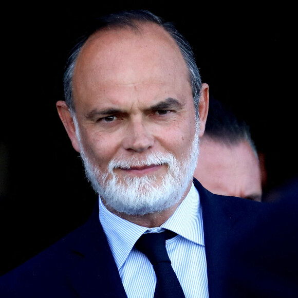 Le président de la République française et candidat du parti centriste La République en marche (LREM) à la réélection, Emmanuel Macron et Edouard Philippe ont visité l'usine de production d'éolienne en mer Siemens Gamesa au Havre, France. Le 14 avril 2022. © Dominique Jacovides