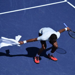Gael Monfils face à Daniil Medvedev du tournoi "BNP Parisbas Open 2022" à Indian Wells, le 14 mars 2022. 