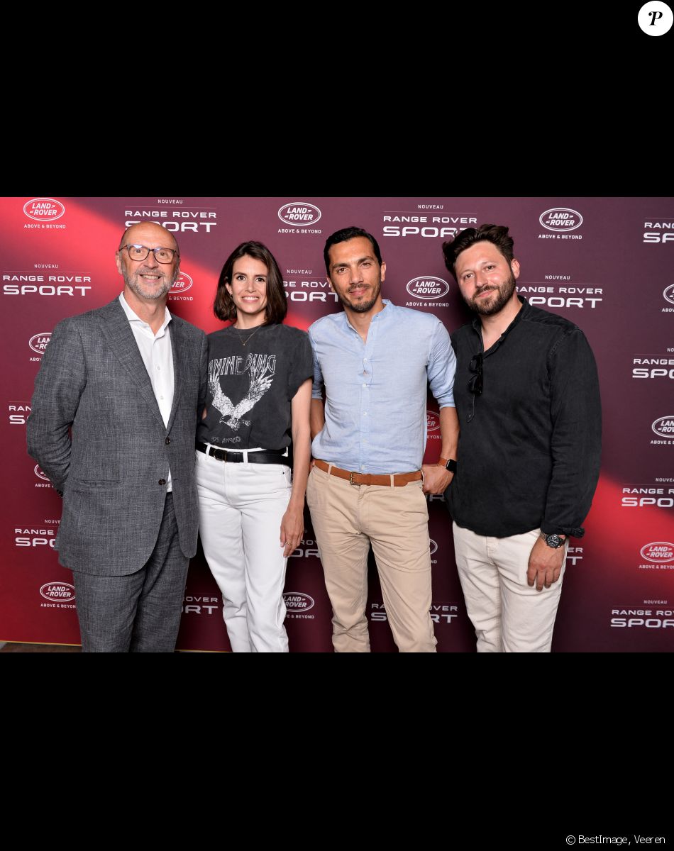 Philippe Robbrecht (PDG de Jaguar Land Rover France), Louise Monot et son compagnon Samir Boitard, guest - Phototocall de la présentation du nouveau Range Rover Sport à Paris le 19 mai 2022. © Veeren/Bestimage