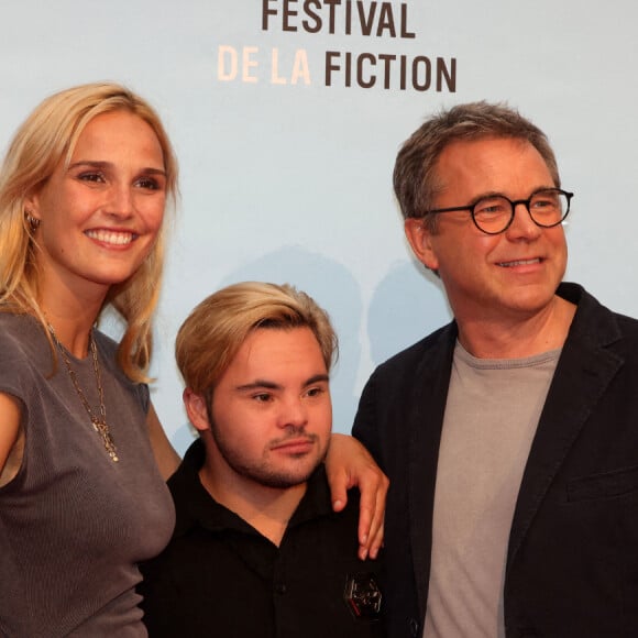 Equipe du téléfilm "J'irai au bout de mes rëves" : Camille Lou, Samuel Allain Abitbol et Guillaume de Tonquédec - 23ème édition du Festival de la Fiction tv de la Rochelle 2021 le 14 septembre 2021. © Jean-Marc Lhomer/Bestimage