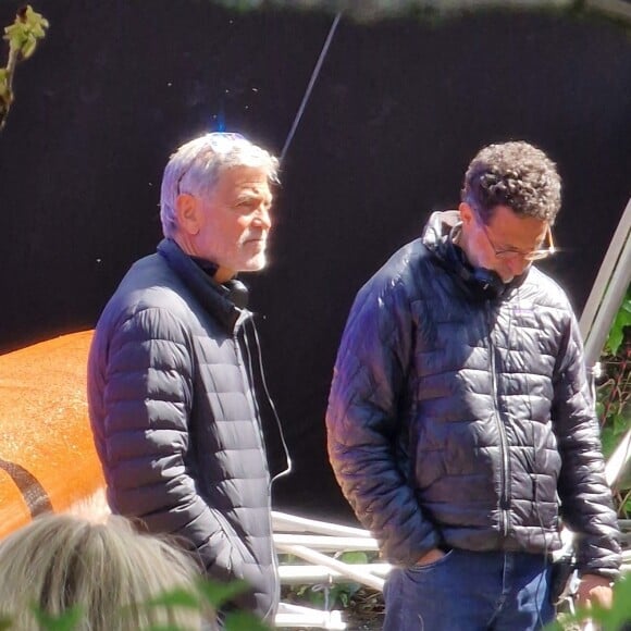 George Clooney sur le tournage de "The Boys in the Boat" à Londres, le 24 mai 2022. 